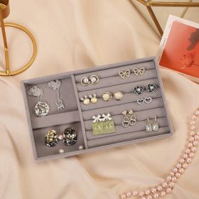 Grey Jewelry Tray - Soft Velvet Lining Organizer for Rings, Earrings & Necklaces | Compact Storage with Anti-Scratch Surface | Perfect for Dresse