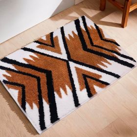 White Boho Bathroom Rugs Aztec Bath Mat Non Slip Microfiber Absorbent Bath Mat Washable Farmhouse Carpet for Shower Kitchen Western Bathroom Deco