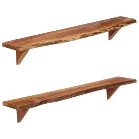Wall Shelf Set of 2 Natural wood Solid Acacia wood