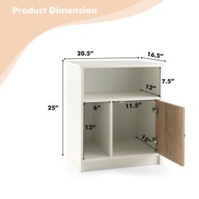 2 Pieces 25 Inch Tall Nightstands with Door and 2 Open Shelves