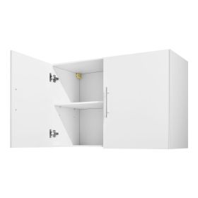 VEVOR Laundry Room Wall Cabinet, 2-Tier Wall Mounted Hanging Cabinet with Adjustable Shelf, 36 in Cupboard Storage with 2 Doors, for Kitchen, Bat