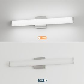 Bathroom Vanity Light Brushed Nickel Square LED 25 Inch 14W 6000K Cool White Light Wall Bar Lighting Fixtures Over Mirror -Brushed Nickel, 25in (Option: 25inches)