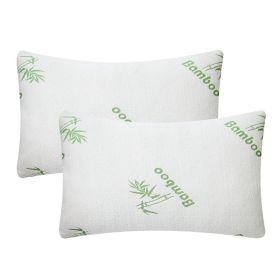 2Pcs Or 1Pcs Bamboo Memory Foam Pillow Hypoallergenic Bed Pillow For Head Neck Rest Sleeping Shredded Pillow Washable Cover Queen Size Pillow (Option: Queen-2Pcs)